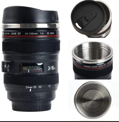 Coffee Tea Travel Camera Lens Coffee Mug Stainless Steel Thermos Cup