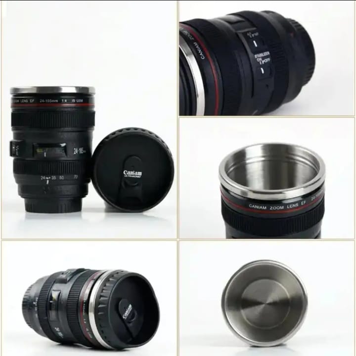 Coffee Tea Travel Camera Lens Coffee Mug Stainless Steel Thermos Cup