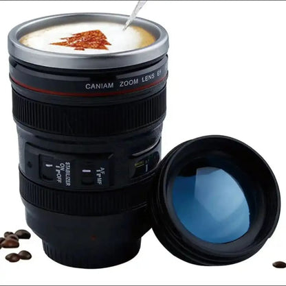 Coffee Tea Travel Camera Lens Coffee Mug Stainless Steel Thermos Cup