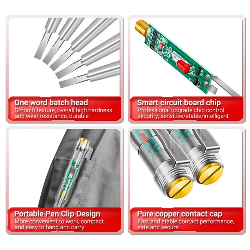 Intelligent LED Photometer Test Pen Voltage Detector Voltmeter 24-250V Circuit Tester